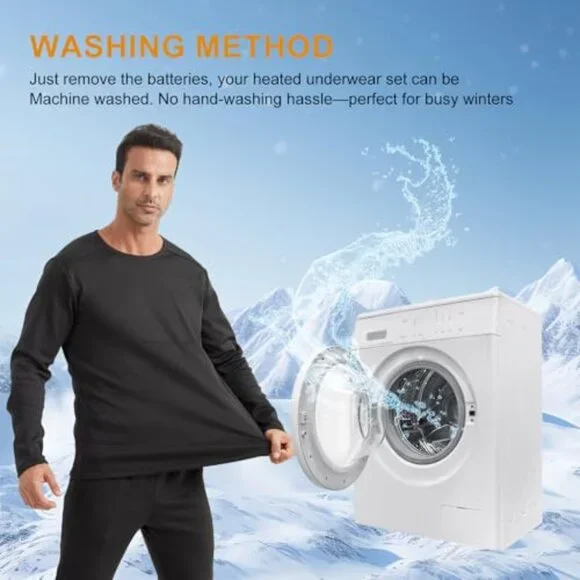 Heated Thermal Underwear Set 42 Heating Zones Electric Pants Top Batteries